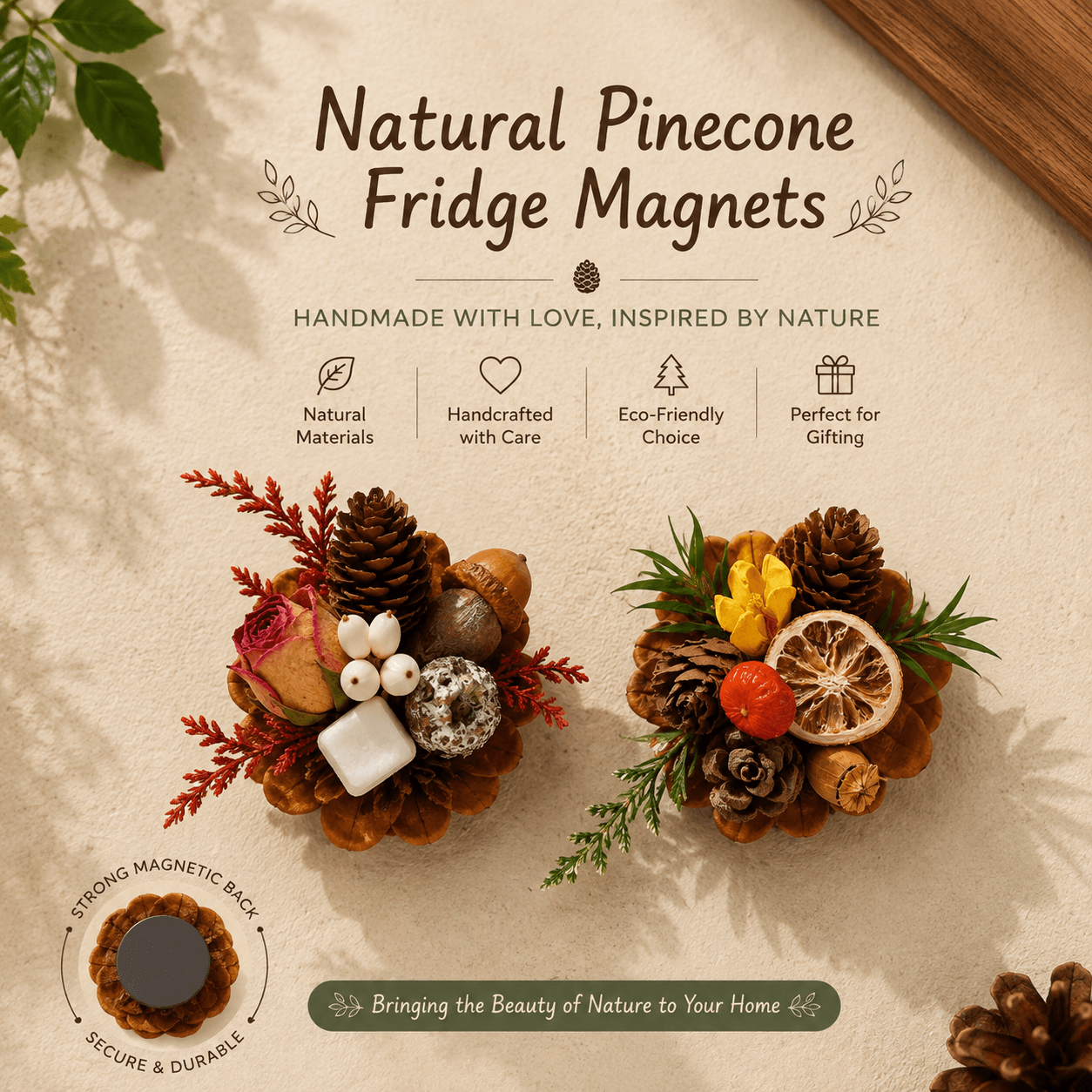 🔥Last Day 49% OFF-Magnetic Fridge Magnets Made of Natural Plant Pinecones