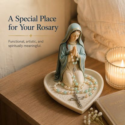 ✝️Last Day 50% OFF - Graceful Faith Virgin Mary Ceramic Rosary Holder Keepsake Tray