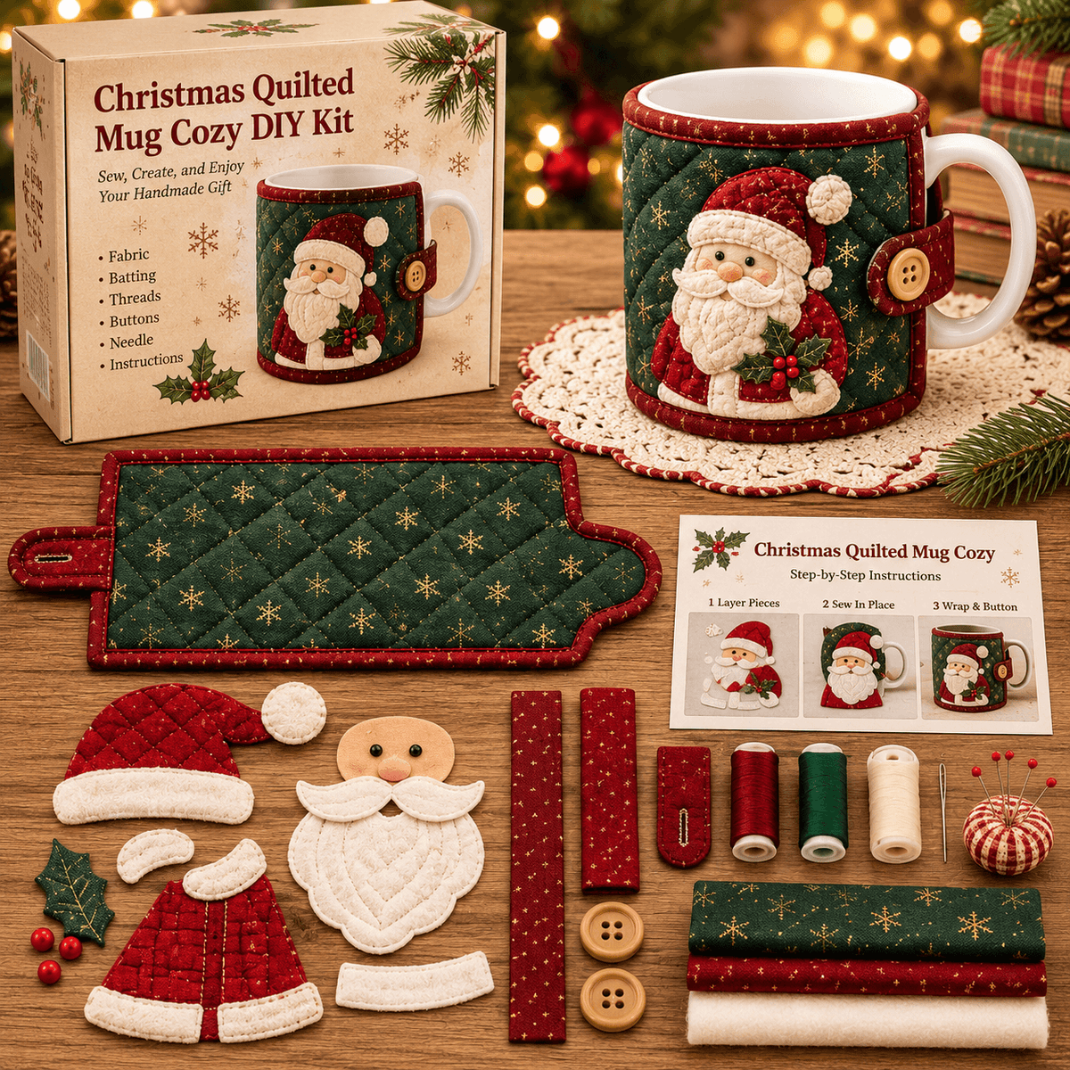 🎄 Christmas Mug Cozy Sewing Kit