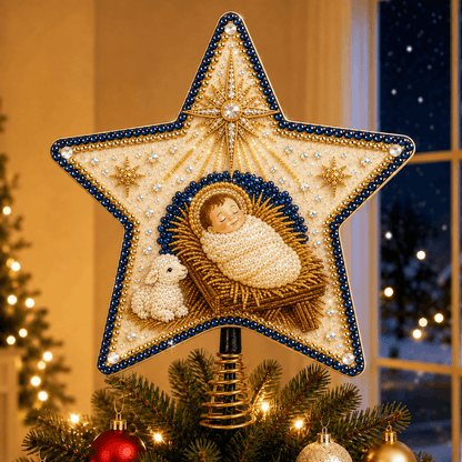 🔥🔥Christian Faith Pearl Diamond Art Christmas Tree Topper Kit ⭐