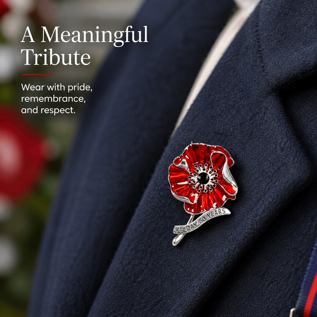 VE Day 80 Red Enamel Brooch | Limited Edition Anniversary Keepsake