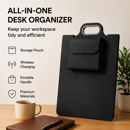 THE ALL-IN-ONE MOBILE WORKSTATION SLEEVE|BUILT- IN 15W MULTI-DEVICE WIRELESS CHARGER, ERGONOMIC LAPTOP STAND & MOUSEPAD (FITS UP TO 16")