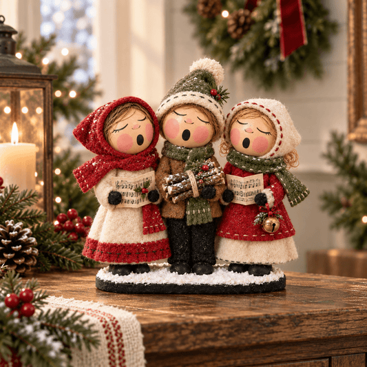 Vintage Christmas Carolers Figurine - Cozy Farmhouse Holiday Tabletop Decor