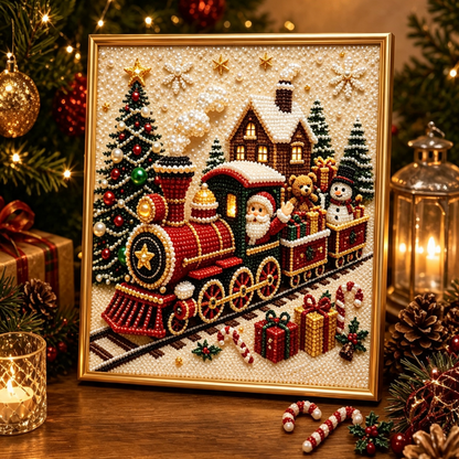 🎄🎅Premium 3D Pearl Christmas Wall Art Kit I Luxury Flocked Canvas with Scratch -Resistant Non-Fading Pearl Beads DIY Holiday Decor⛄❄️