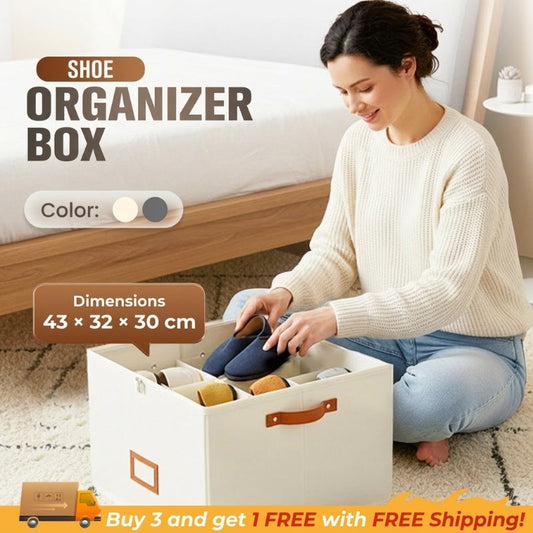 ⏰🔥LIMITED TIME 50%OFF! 👟Fabric Shoe Organizer Storage Box - Foldable, Large Capacity, Dustproof & Breathable for Closet & Bedroom🧺✨