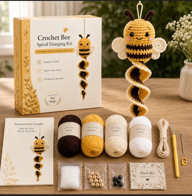 🔥LAST DAY 49% OFF - 🎁Crochet Spiral Hanging Kit – Beginner-Friendly DIY Garden Animal Decor 🧶🌿