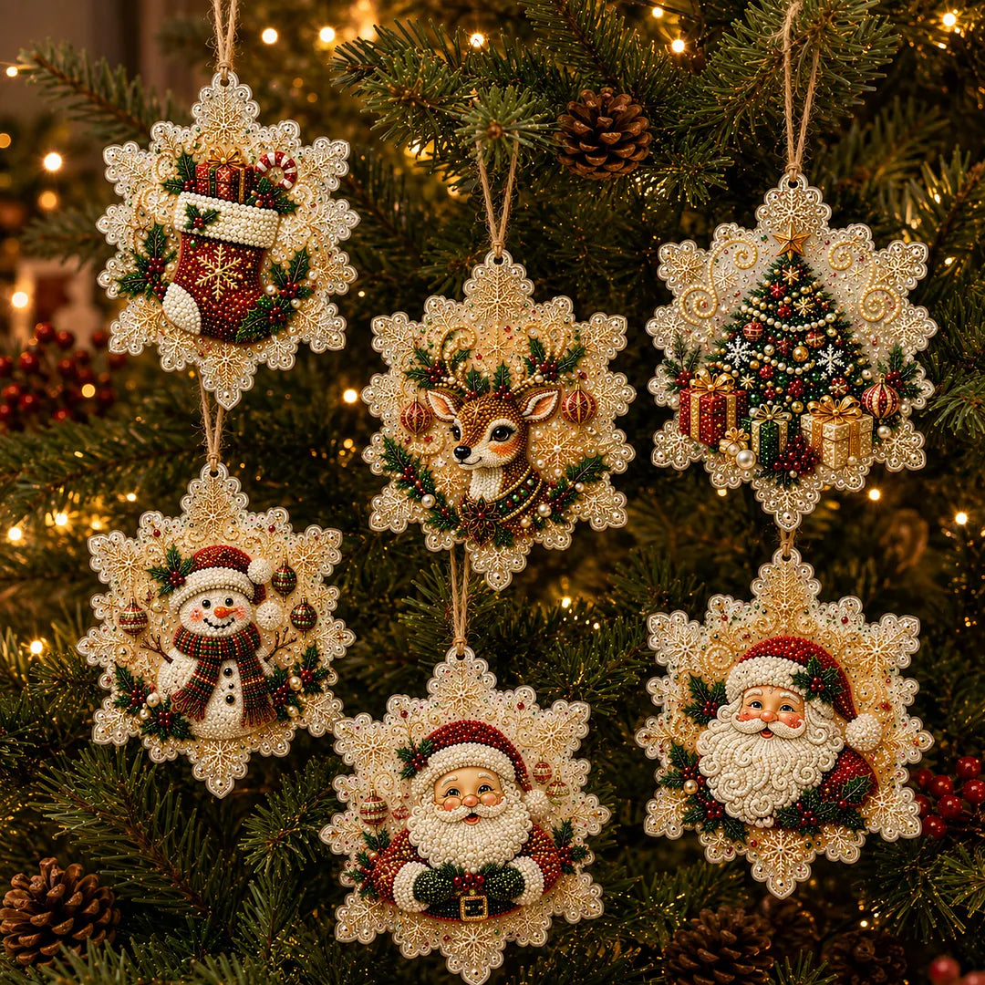 🎄DIY Diamond Painting Christmas Ornaments – 6Pc Set