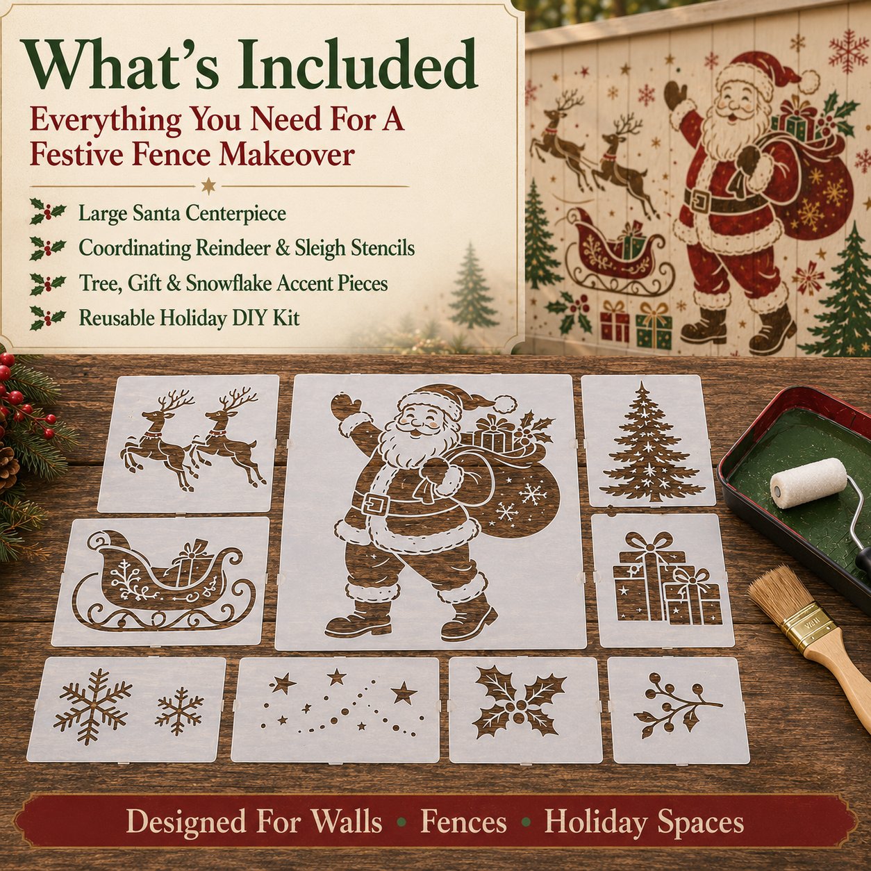 💥 LAST DAY 49% OFF – 🌿 Garden Wall Stencil™ Collection | 9 Reusable Mural Designs for Walls, Fences, Porches & Creative Outdoor Makeovers 🎨✨