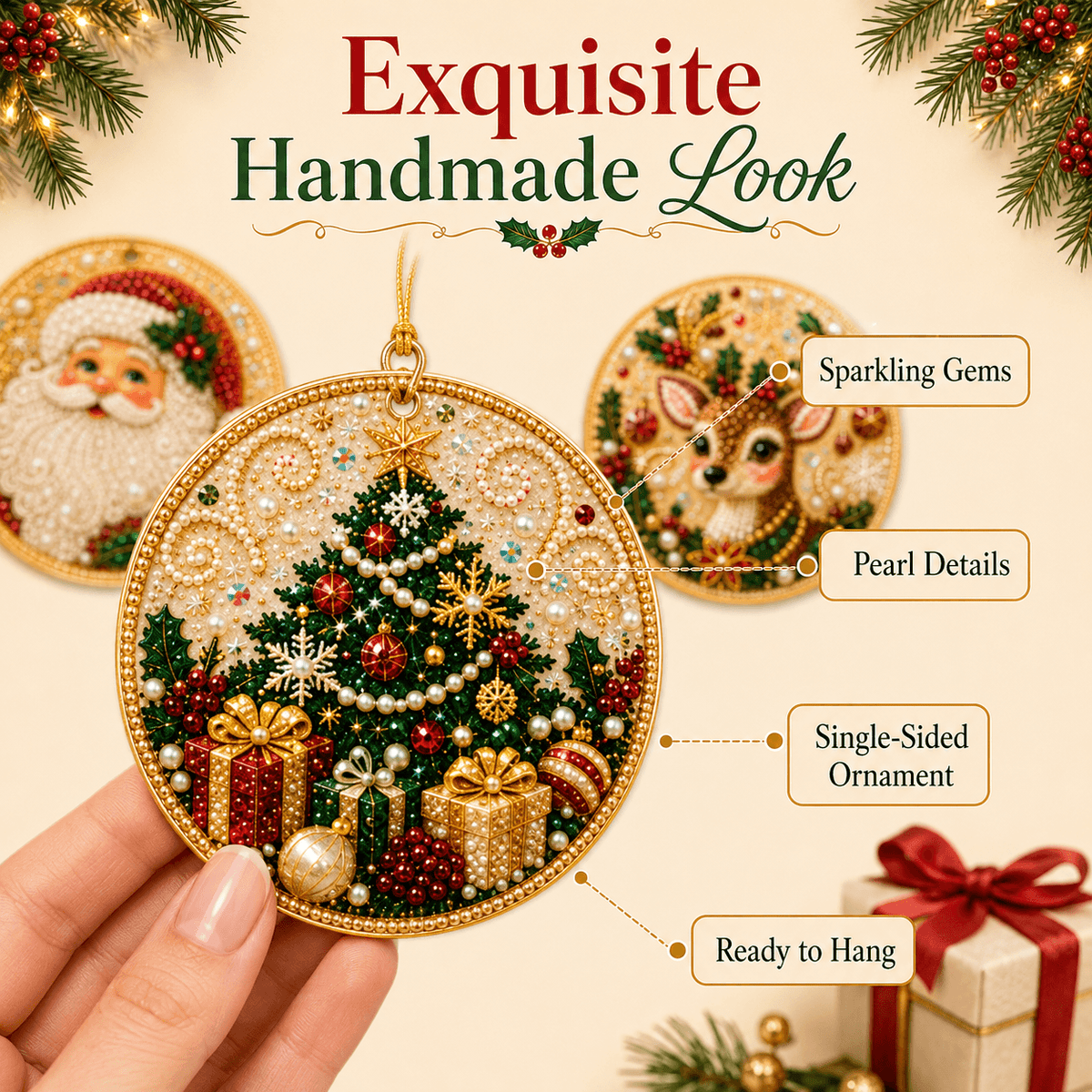 🎄DIY Diamond Painting Christmas Ornaments – 6Pc Set