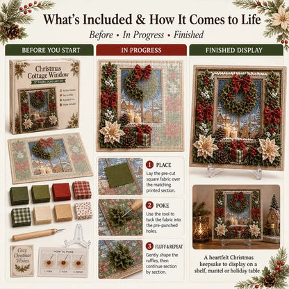 🔥 LAST DAY 49% OFF – 🎄🧵 Premium 3D Christmas Fabric Poke Art Kit | No-Sew Holiday Craft with Pre-Punched Board, Fabric Squares & Display Stand 🎅✨