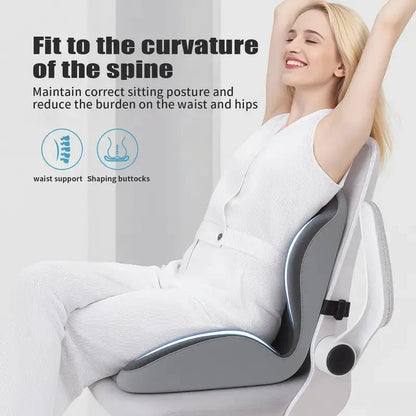 Ergonomic Memory Foam Seat Cushion with Lumbar & Back Support, Relieves Back Pain,Reduces Pressure