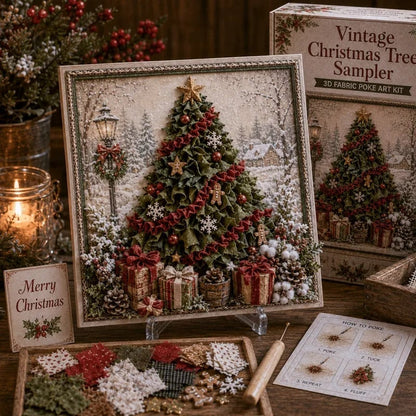 🔥 LAST DAY 49% OFF – 🎄🧵 Premium 3D Christmas Fabric Poke Art Kit | No-Sew Holiday Craft with Pre-Punched Board, Fabric Squares & Display Stand 🎅✨