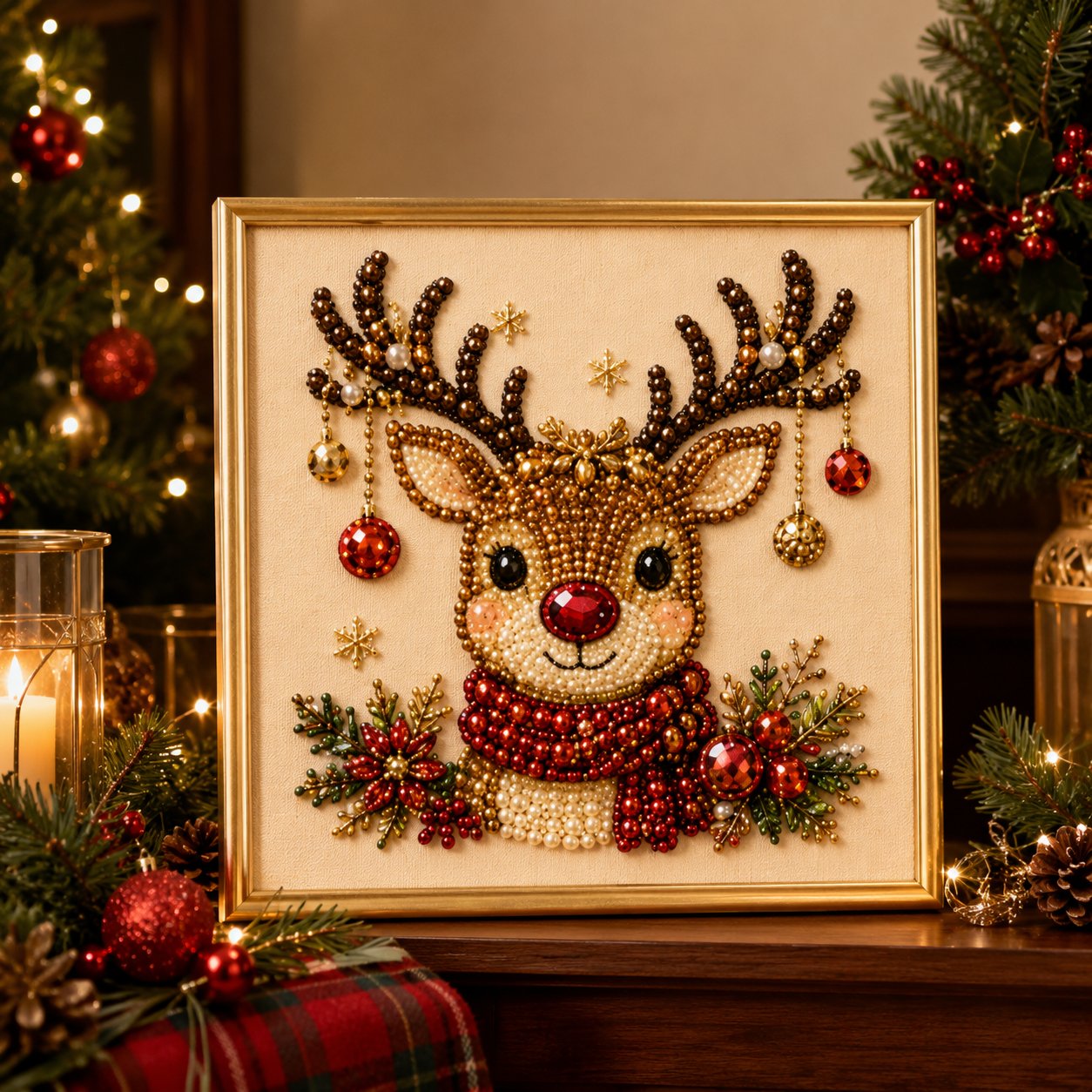 🎅Relaxing & Beginner-Friendly -DIY Christmas Pearl Diamond Painting Art Kit