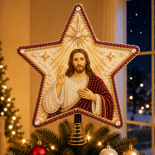 🔥🔥Christian Faith Pearl Diamond Art Christmas Tree Topper Kit ⭐