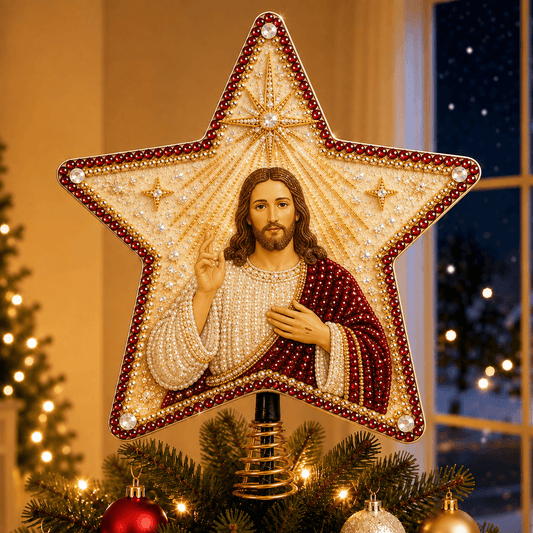🔥🔥Christian Faith Pearl Diamond Art Christmas Tree Topper Kit ⭐