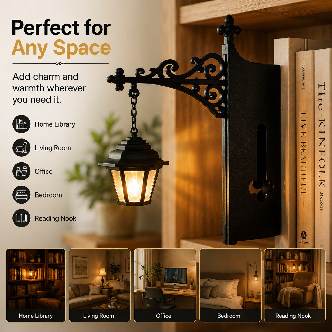 Library Lanterns -Cozy Reading Nook Shelf Decor