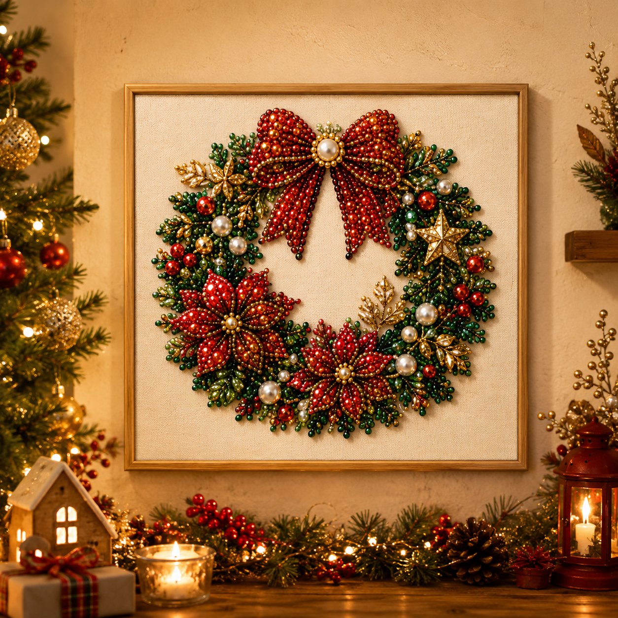 🎅Relaxing & Beginner-Friendly -DIY Christmas Pearl Diamond Painting Art Kit