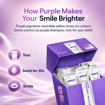 Purple Mint Mouthwash Sachets AlcoholFree Travel Fresh Breath Rinse 20 Pack