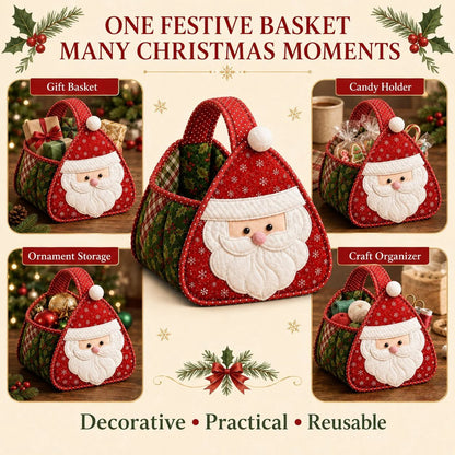 ⏳ 49% OFF – 🎄 Christmas Character Quilted Carry Basket | Padded Patchwork Fabrics, Layered Appliqué & Soft Carry Handle in DIY Kit or Ready-Made Styles 🎁✨