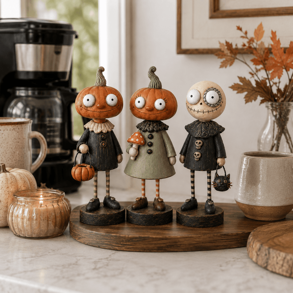 🎃Primitive Pumpkin Friends Vintage Halloween Figurines Collection