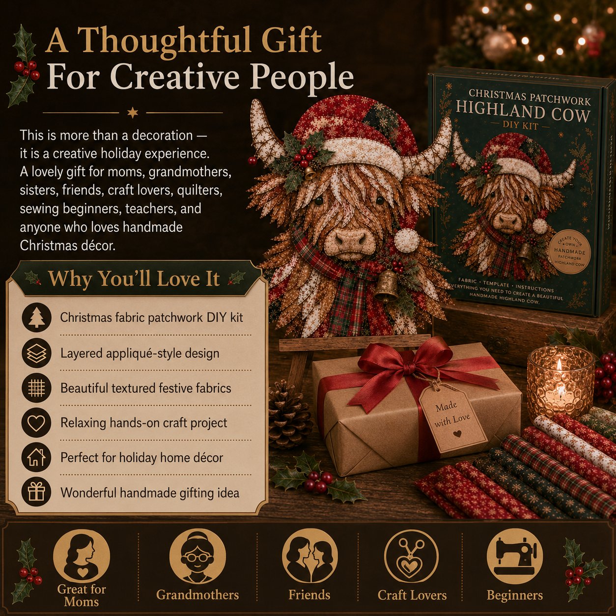🔥LAST DAY 49% OFF - 🎅Christmas Patchwork Fabric DIY Decor Kit