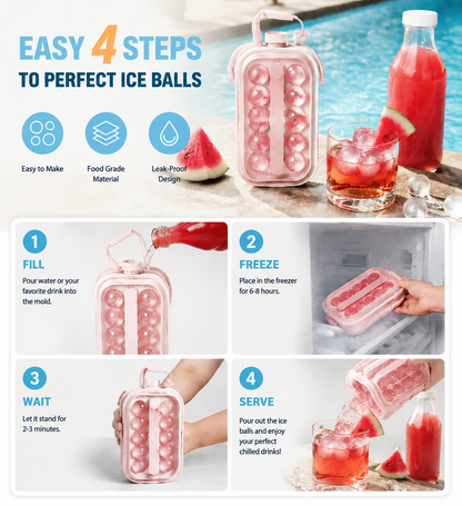 Portable Silicone Ice Ball Maker Bottle Freeze,Store & Release Perfect IceBalls with Ease