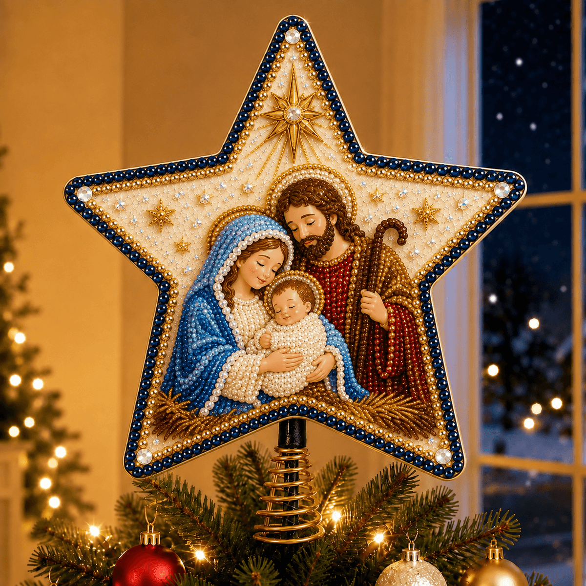 🔥🔥Christian Faith Pearl Diamond Art Christmas Tree Topper Kit ⭐