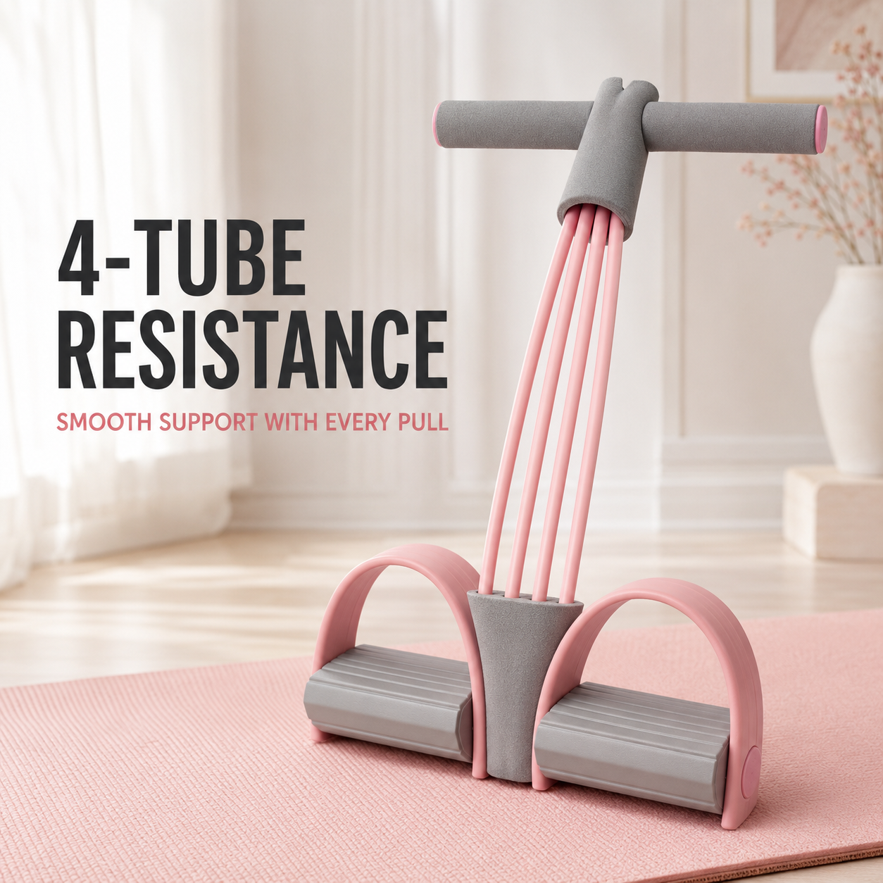 💪4-Tube Pedal Resistance Trainer - Full - Body Home Workout