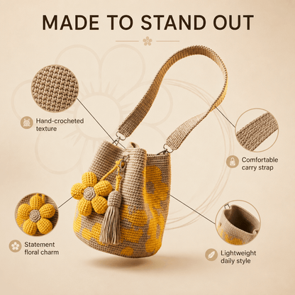 Handwoven Flower Bucket Bag