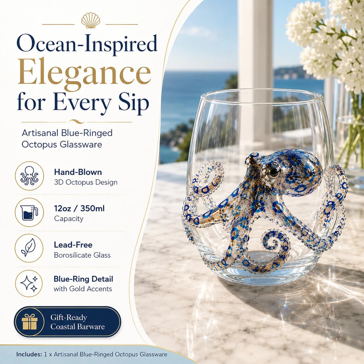 Last Day Promotion: The Perfect Beach House Gift 3d Ocean Animal Artisan Glassware