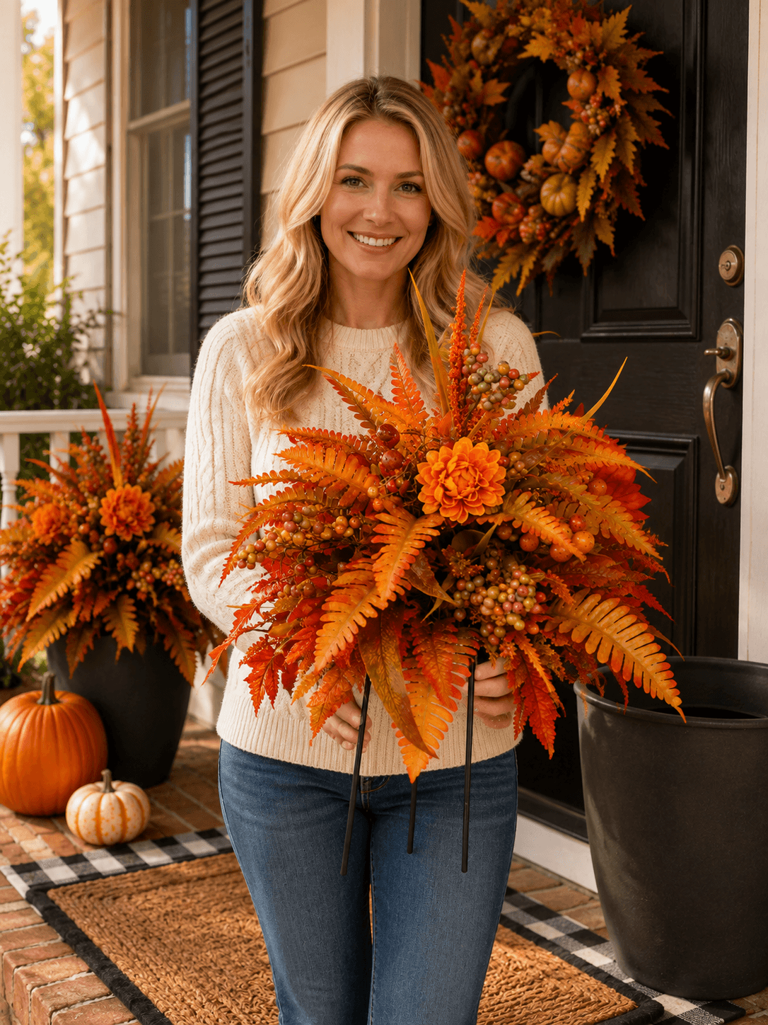 🍂Autumn Harvest Floral Garden Stake Arrangement