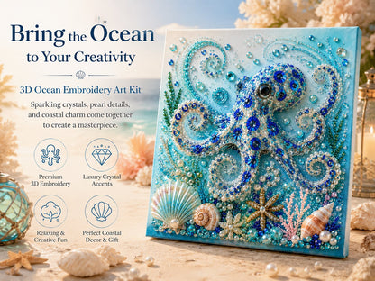 Ocean Theme Pearl Art DIY Kit I 3D Sparkling Coastal Wall Decor