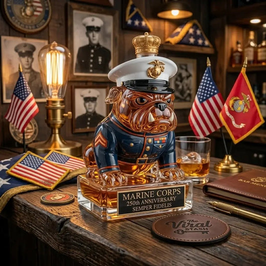 Limited-Time Offer 250th Anniversarymilitary-Inspired Bulldogwhiskey Decanter Set