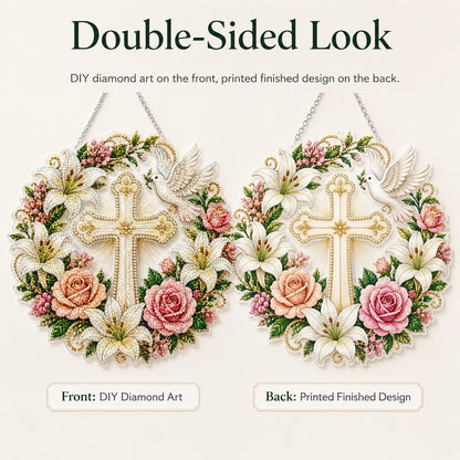 ✝️💐Christian Cross & Dove Diamond Art Hanging Ornament Kit