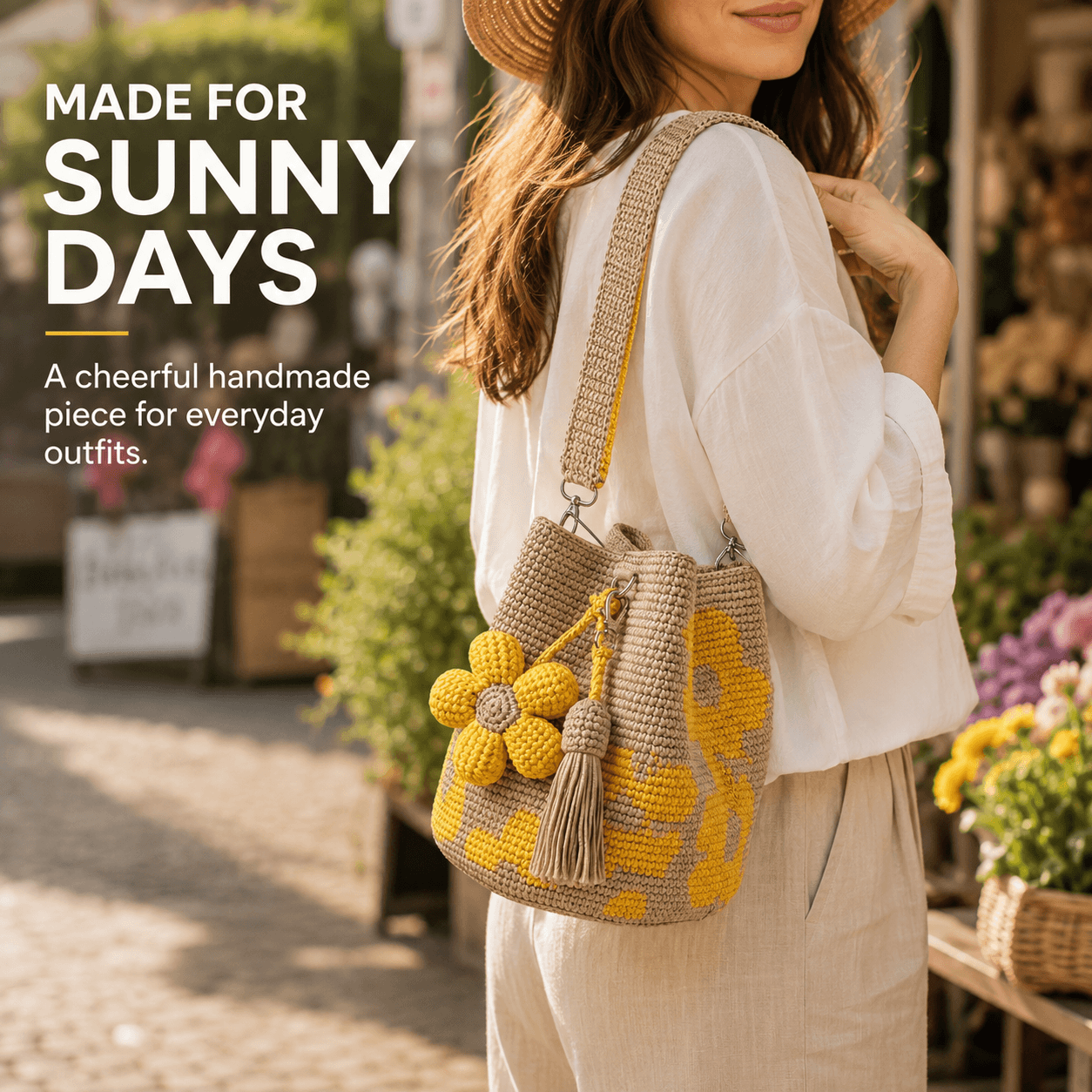Handwoven Flower Bucket Bag