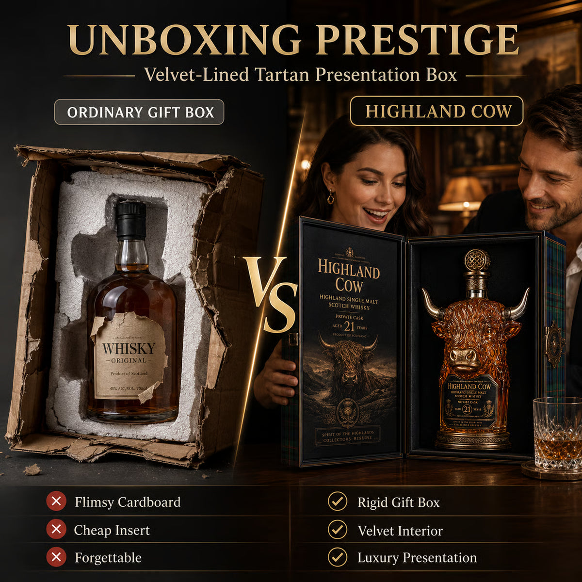 Highland Cow Private Cask 21 Years Cow Head Shaped Scotch Whisky Bottle