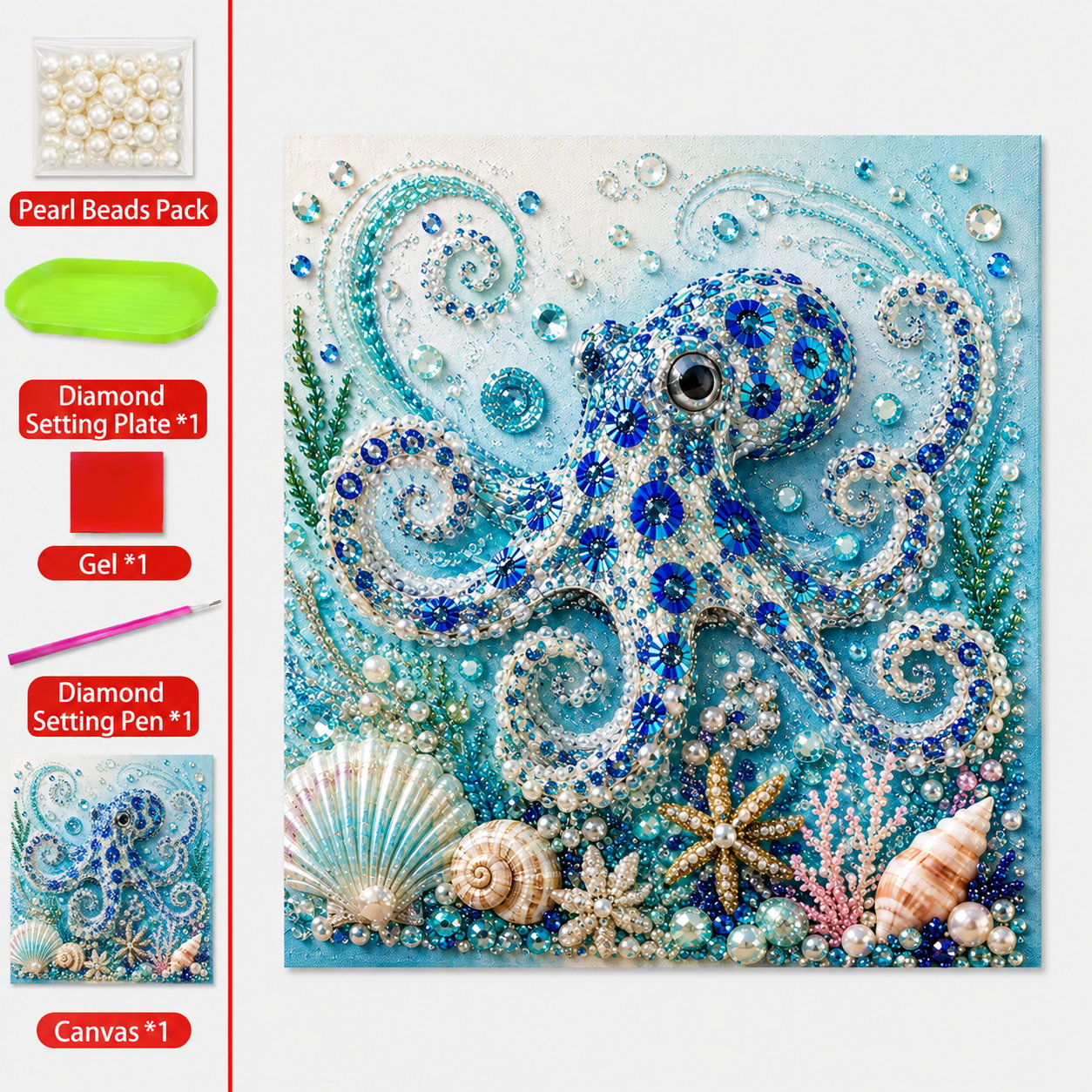 Ocean Theme Pearl Art DIY Kit I 3D Sparkling Coastal Wall Decor