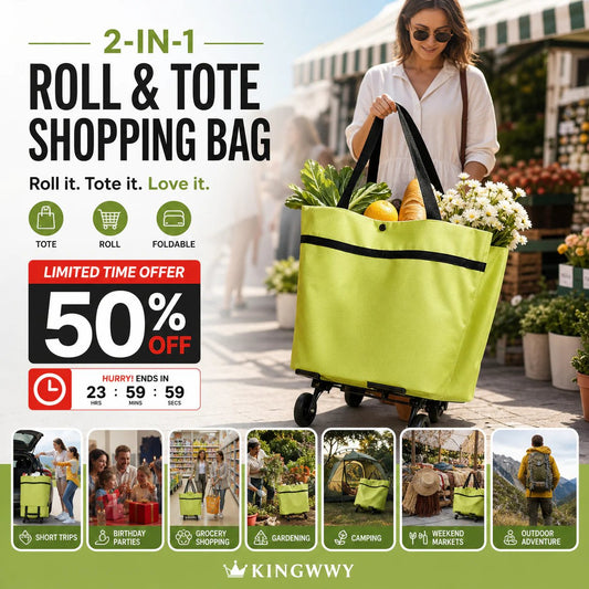 🔥HOT SALE 50% OFF - 🛍️Foldable 2-in-1 Shopping Bag