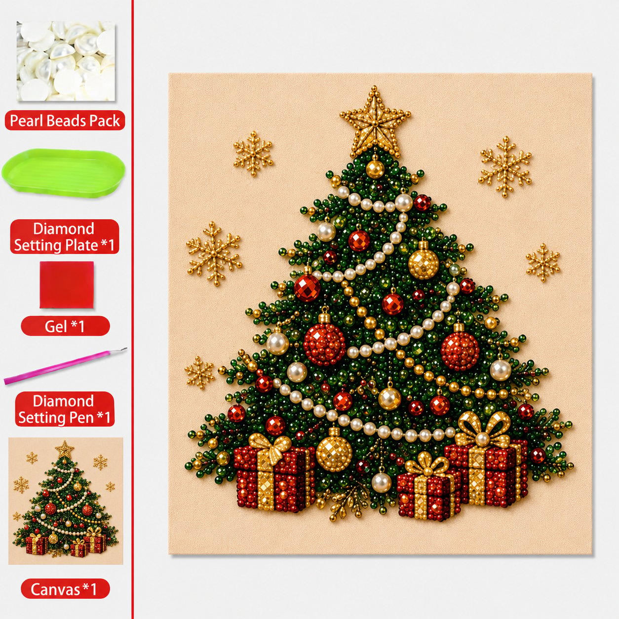 🎅Relaxing & Beginner-Friendly -DIY Christmas Pearl Diamond Painting Art Kit