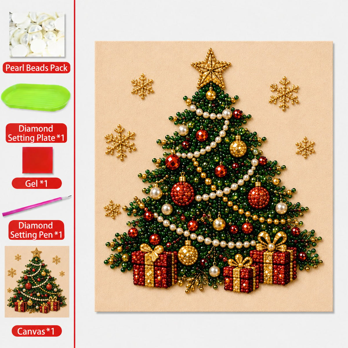 🎅Relaxing & Beginner-Friendly -DIY Christmas Pearl Diamond Painting Art Kit
