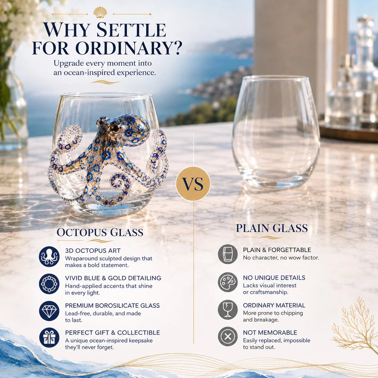 Last Day Promotion: The Perfect Beach House Gift 3d Ocean Animal Artisan Glassware