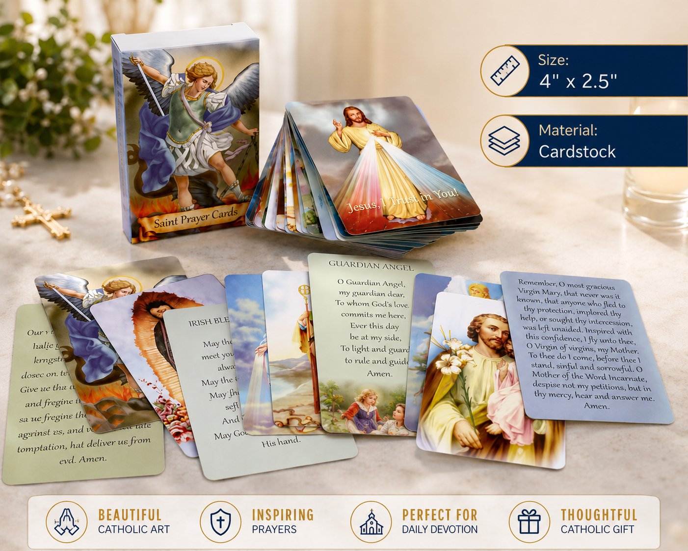 ✝️🎁Catholic Genuine Leather Holy Card Holder - Pocket Prayer Card Organizer with Snap Closure