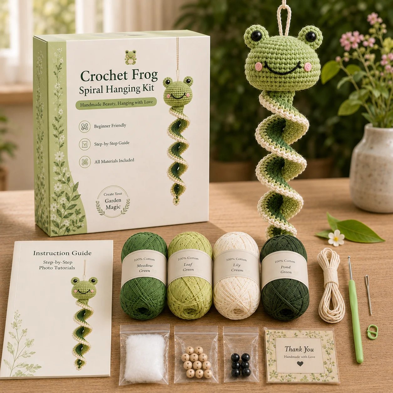 🔥LAST DAY 49% OFF - 🎁Crochet Spiral Hanging Kit – Beginner-Friendly DIY Garden Animal Decor 🧶🌿