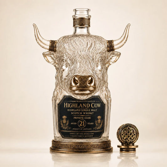 Highland Cow Private Cask 21 Years Cow Head Shaped Scotch Whisky Bottle