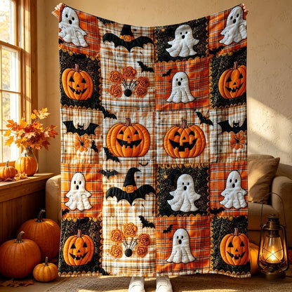 🎃🔥Halloween Pumpkin & Bat Flannel Throw Blanket, Soft Lightweight Cozy Blanket for Sofa & Bed✨