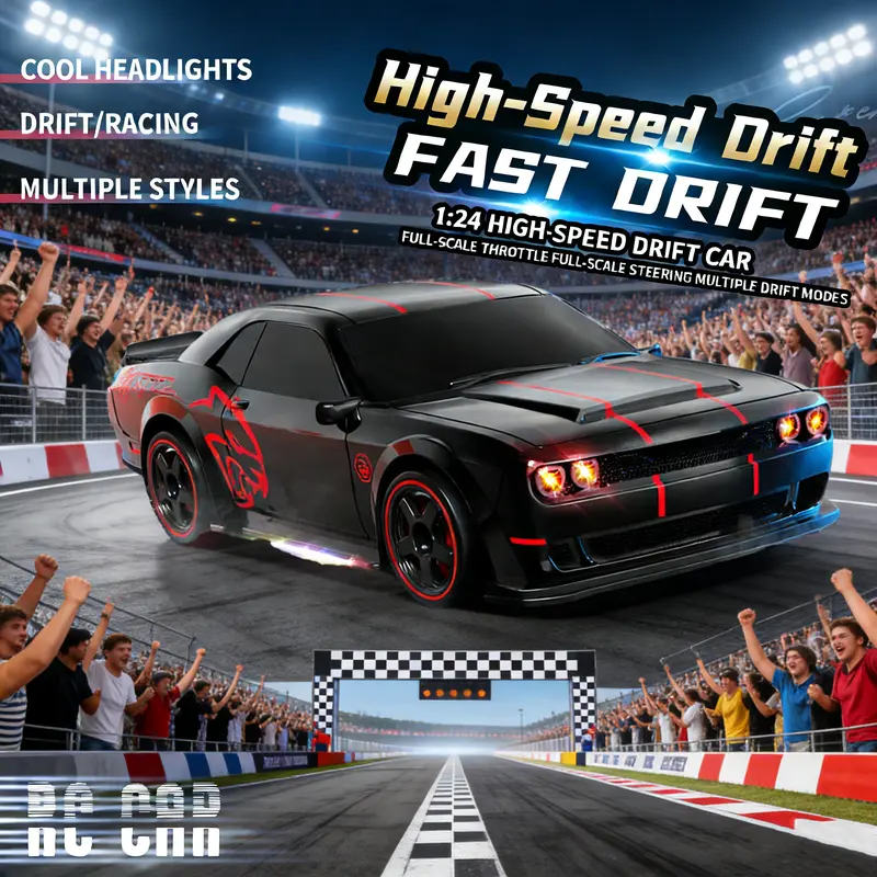 🏎️49% OFF 4WD RC Drift Car For Kids- 2.4GHz Remote Control Racing Car With LED Lights