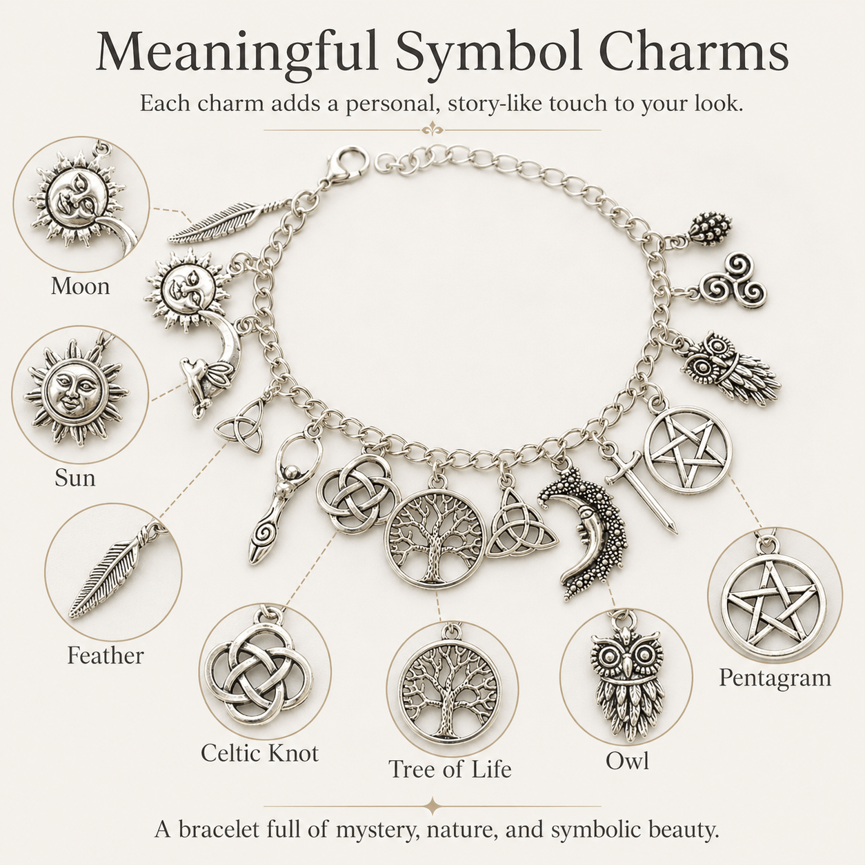 🔥Limited Time 50%Off✨vintage witchyCharmBracelet-WearYour Story.7 Charms,7Meanings, One Bracelet.