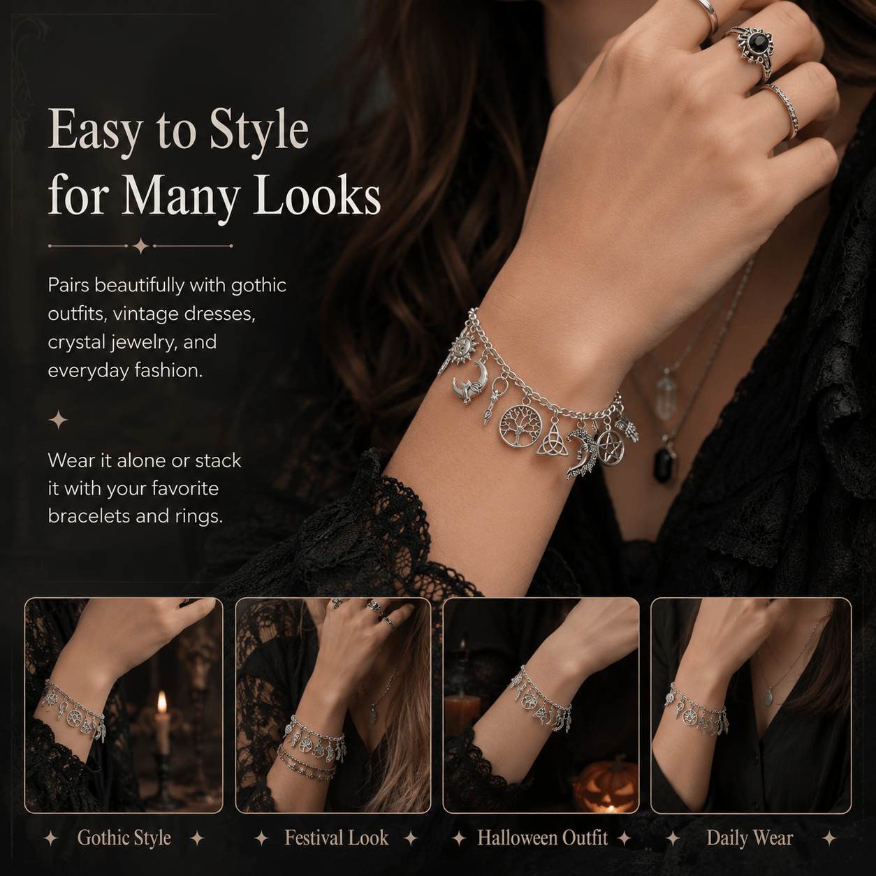 🔥Limited Time 50%Off✨vintage witchyCharmBracelet-WearYour Story.7 Charms,7Meanings, One Bracelet.