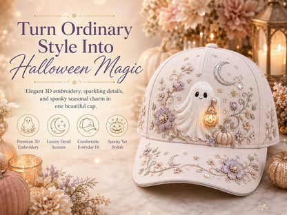 🎃3D Halloween Embroidery Cap I Spooky Cute Adjustable Hat for Fall Outfits, Daily Styling & Halloween Parties