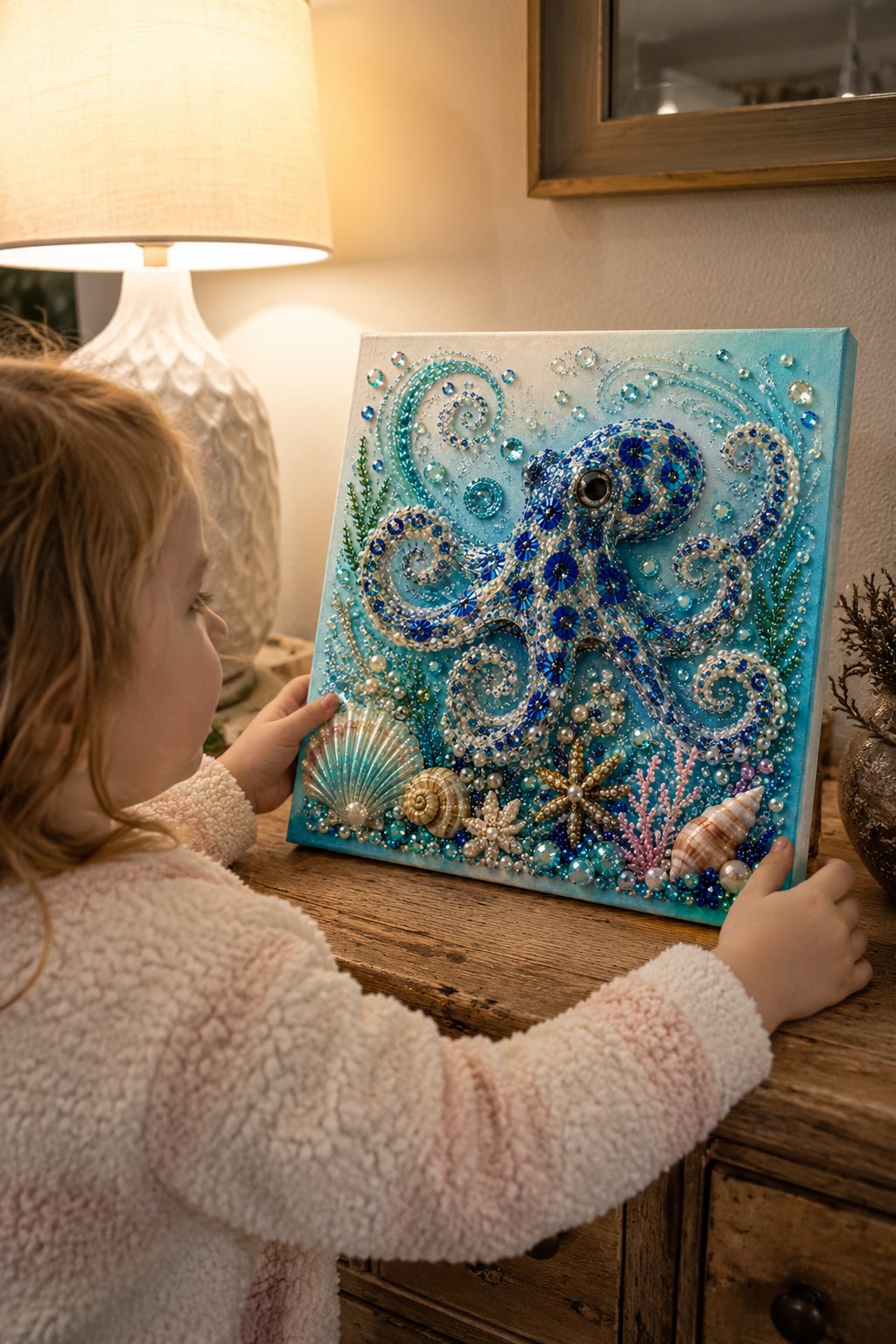 Ocean Theme Pearl Art DIY Kit I 3D Sparkling Coastal Wall Decor